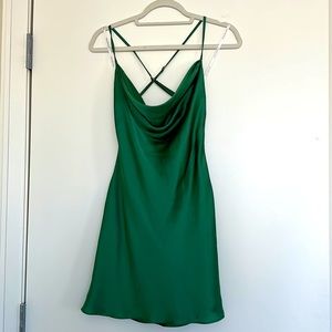 Lovers and Friends Boa Satin Mini Dress in Green